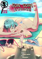 bikini breasts drawing nipples gentle comic color long_hair butt beach barefoot shrunken_woman sunglasses standing shaven sunbathing bokuman sandcastle shrinkfan