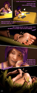 giantess feet comic soles slave pink_hair shrunken_people dirty_soles digital_render joe_tiny under_table