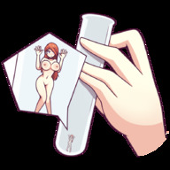 breasts drawing nipples nude pussy long_hair barefoot red_hair navel shrunken_woman shaven trapped_inside test_tube