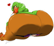 drawing long_hair butt_crush green_hair sandals heart looking_down dark_skin no_background onepunchmant