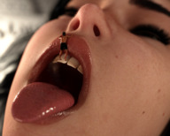 giantess vore black_hair domination lips shorts open_mouth nose digital_render uschi3