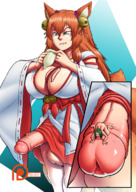 drawing giantess color futanari penis condom kitsune shrine_maiden spokle cysh_aizen