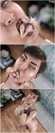 collage vore comic futanari brunette short_hair open_mouth swallowed indoors spawngts bracelet panels