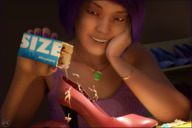 high_heels purple_hair smiling in_shoe shrunken_people box dropped digital_render joe_tiny