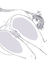 drawing panties monochrome butt_crush low_angle looking_down niwaki_potato