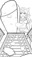 drawing giantess crush feet monochrome long_hair destruction clothed buildings looking_down point_of_view looking_at_viewer nanogts socs