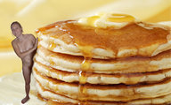 breasts collage nude shrunken_woman food hiding pancakes