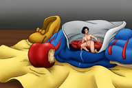 breasts drawing nipples nude pussy black_hair color barefoot high_heels shoes dress apple shrunken_woman looking_up disney hair_bow shaven snow_white eduartboudewijn