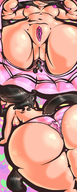 breasts drawing nipples pussy panties color butt wet topless low_angle smiling bending_over shrunken_man entrapment cat_girl dripping june striped_panties panty_entrapment mspaintgts