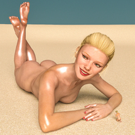 gentle giantess nude blonde butt barefoot cleavage smiling lying_down kneeling manicure sunbathing digital_render worshipping gtstwist