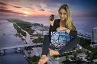city blonde long_hair bridge destruction clothed handheld barefoot ocean buildings helicopter smiling sitting pants looking_at_viewer miami zebos2003 renata_davilah florida