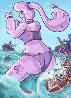 bikini drawing giantess color butt destruction boats monster_girl ships fish slime_girl tokogiantsu fishermen