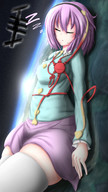 drawing giantess earth giga sleeping color touhou purple_hair lying_down short_hair closed_eyes satori_komeiji neva