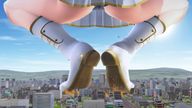 giantess panties city mega upskirt butt destruction skirt buildings boots squatting foot_crush digital_render