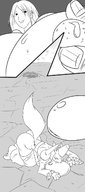 drawing nipples micro furry anthro monochrome digimon licking milk shrunken_woman detail taomon digimon_tamers ssjremperorjillius