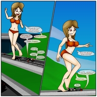 drawing giantess feet comic color barefoot princess brunette vehicles strolling bmaster4114