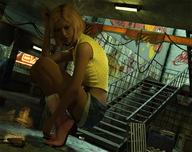 giantess blonde boots shorts subway rain stairs crouching purse runswithferrets digital_render crop_top