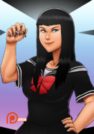 drawing giantess crush black_hair color blue_eyes blood gore uniform cruel hand_crush spokle ai_tanaka