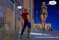 gentle giantess blonde clothed high_heels navel muscles shorts walking ilayhu top digital_render giantess-erodreams2 erodreams