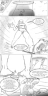 drawing giantess feet comic monochrome long_hair barefoot domination sandals animation foot_slave submission omegavjl