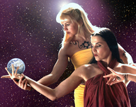 giantess collage earth giga blonde space black_hair liquidz planet giantesses xenia xena gabriel cosmic_giantess