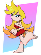 drawing crush blonde color long_hair foot_crush stuck_to_foot no_background panty_and_stocking_with_garterbelt panty_(panty_and_stocking) tdart