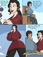 breasts growth ponytail dialogue asami_sato drawing giantess giga comic huge_breasts smiling giantesses dark_skin throne panels korra legend_of_korra asami caiman2