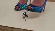 collage clothed high_heels shrunken_man toe_ring rings running_away open_toe