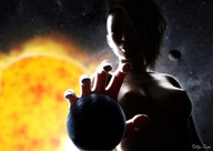 nipples giantess nude earth space sun reaching_hand digital_render cosmic_giantess innocent-owl