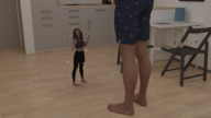 male barefoot story shrunken_woman looking_down looking_up indoors dialogue digital_render lulululu2