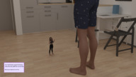 barefoot story shrunken_woman looking_down looking_up indoors dialogue digital_render lulululu2