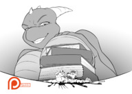 drawing furry wolf dragoness anthro monochrome blood breast_crush gore cruel spokle