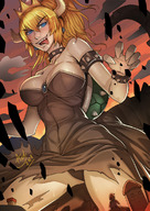 drawing giantess blonde color tongue destruction cleavage mario castle fire nintendo video_game super_mario_bros bowsette asdj super_crown