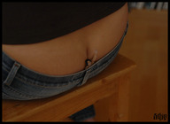 collage insertion butt jeans domination sitting reaching shrunken_man naked_man up_close starkadhr