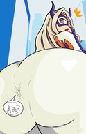 drawing gentle giantess horns blonde color long_hair butt costume looking_back trapped_inside my_hero_academia mt._lady