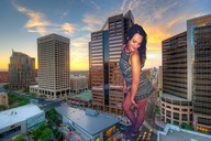 giantess collage city black_hair looking_down