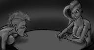 monochrome tongue clothed punk lesbians mohawk looking_at_victim peterparkerlawl implied_vore