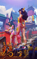 drawing city color cat_ears sitting sky mechanics ibraham_swaid