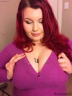 collage large_breasts long_hair cleavage breast_crush domination red_hair shrunken_man sweater nepple11 buppygirl