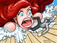 drawing color crossover red_hair disney ariel the_little_mermaid imminent_vore jaws quint