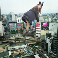 giantess collage city destruction brunette asian looking_at_viewer kyojingirls