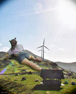 giantess collage asian lying_down mountains windmills kyojingirls