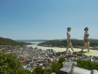 giantess collage city water brunette asian walking sunglasses giantesses kyojingirls