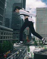giantess collage city helicopter brunette asian street skateboard kyojingirls