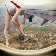 giantess collage city swimsuit barefoot asian bending_over aerial_view writing stick kyojingirls