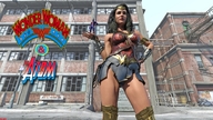 gentle black_hair long_hair clothed handheld cleavage costume wonder_woman alley atom drcreep digital_render dc_comics