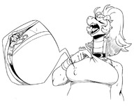breasts drawing nipples giantess dragoness anthro monochrome sweat unaware trapped yawn emmacat64