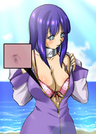 breasts trayx color swimsuit water anime drawing_collage shrunken_man panels hinata_hyuga naruto_(series)
