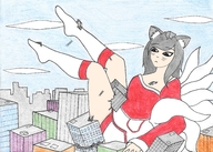 drawing growth giantess city color destruction outgrowing_building socks sitting kitsune lol league_of_legends ahri lapisgenerator