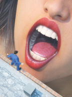 tongue mouth teeth buildings shrunken_man open_mouth jump implied_vore sorenzer0 digital_render suicide